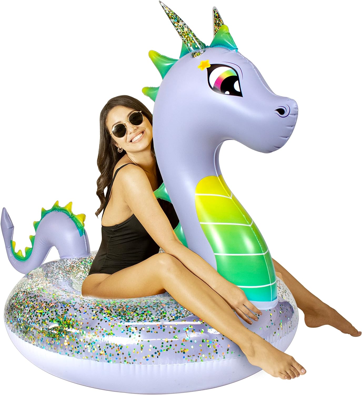 Glitter Dragon - 40" Beach & Pool Tube Purple & Glitter