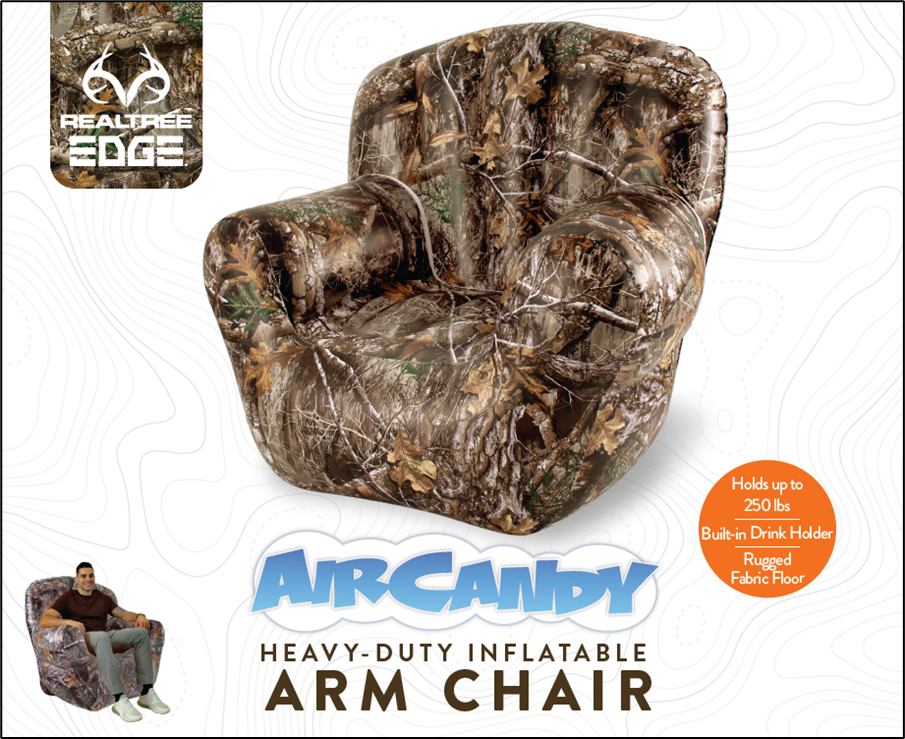 Inflatable Armchair featuring Realtree Edge Camo Design by Air Candy