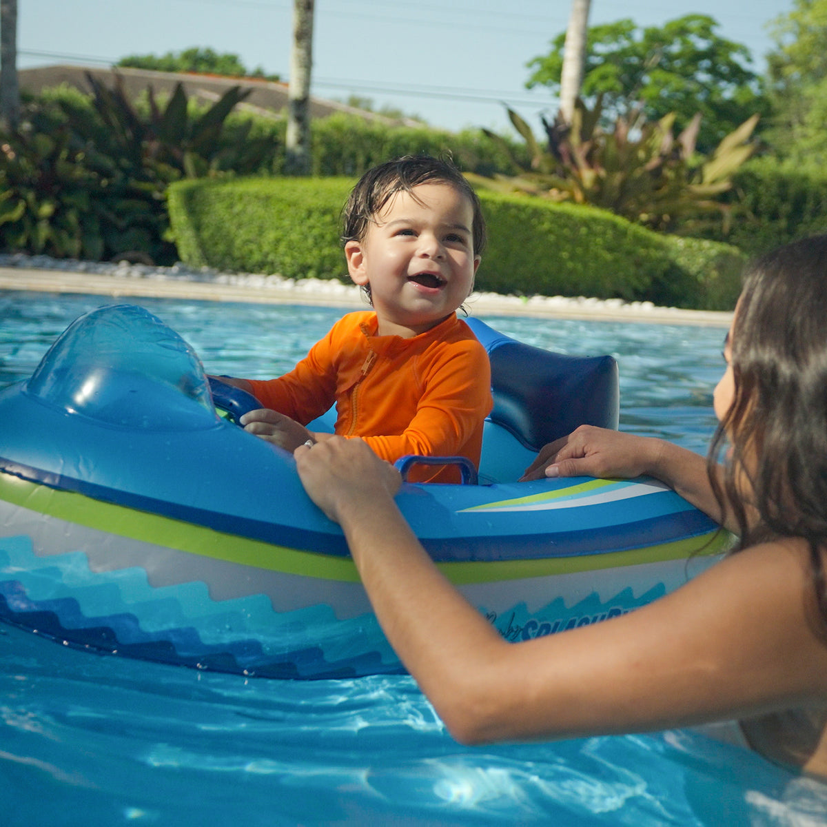 Pool floats with shops netting