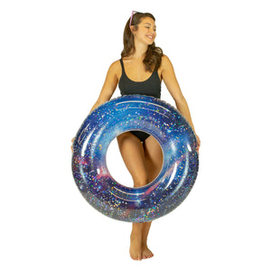 Galaxy Pool Tube 36" - Auriga Blue Glitter