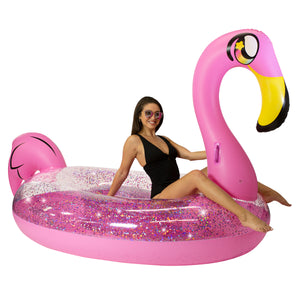 Gigantic 2 to 3 person Pink Glitter Flamingo 98"