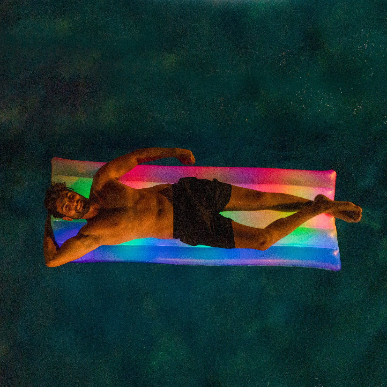 Classic Rainbow Illuminated LED Deluxe Pool Raft - 74 x 30"