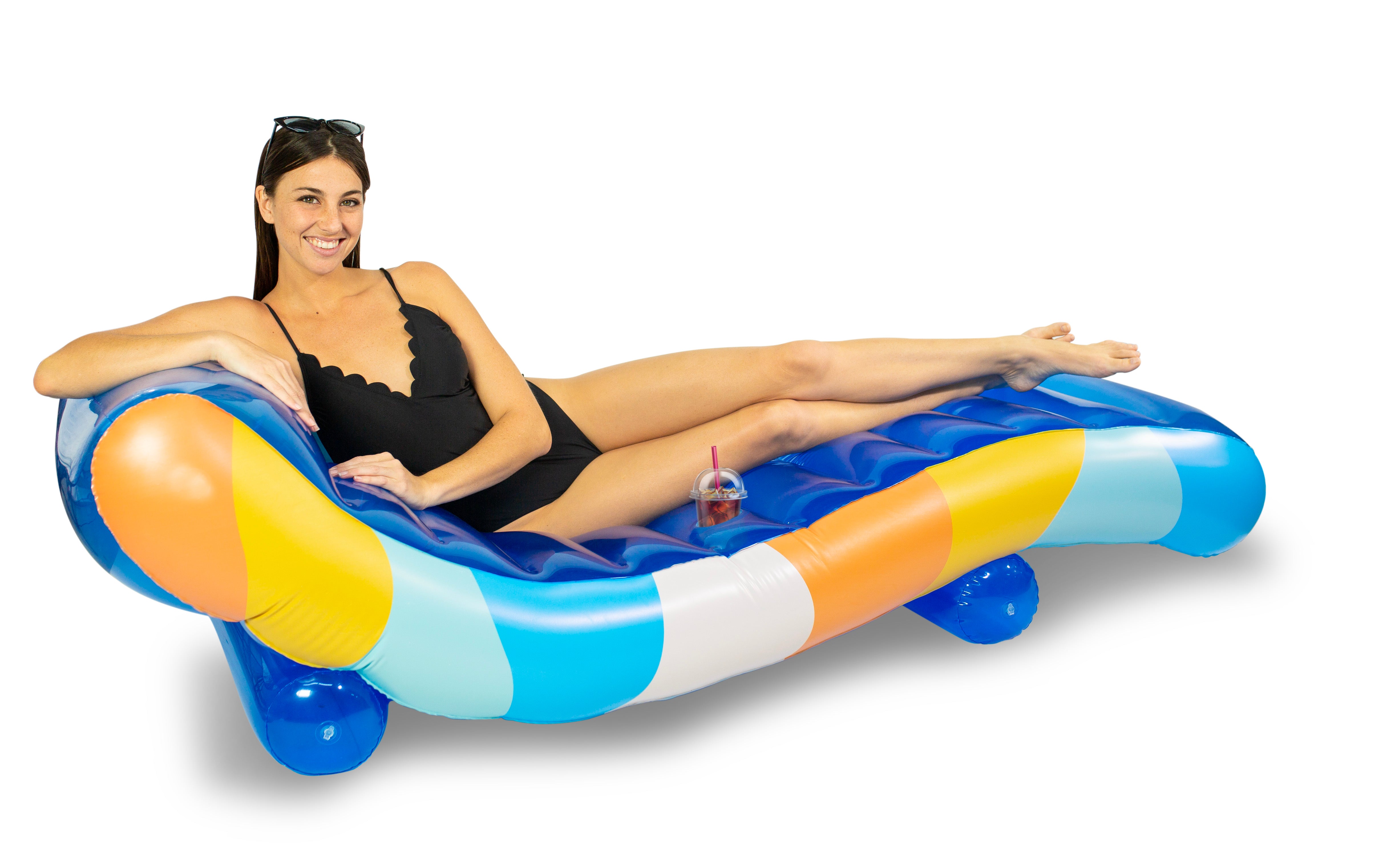 Good Vibes Deluxe Chaise Lounger inflatable pool raft. PoolCandy