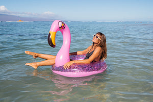 Inflatable Flamingo Pool Tube Glitter