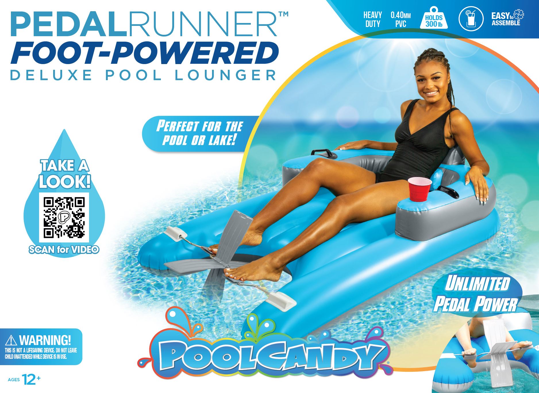 PoolCandy Pedal Runner Foot Powered Deluxe Pool Lounger