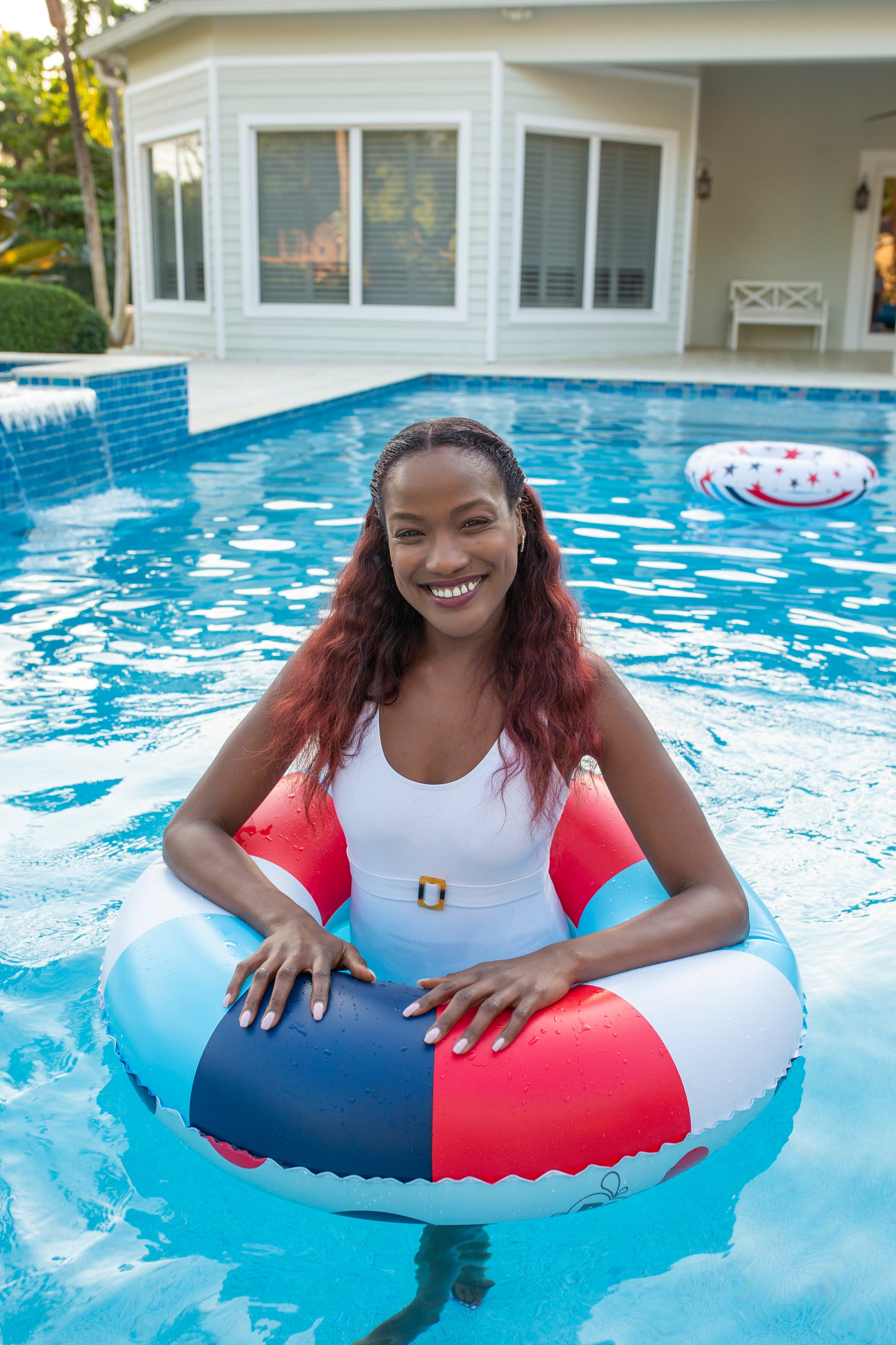 Red, White & Blue 36" Pool Tube Double Sided Stripes & Stars