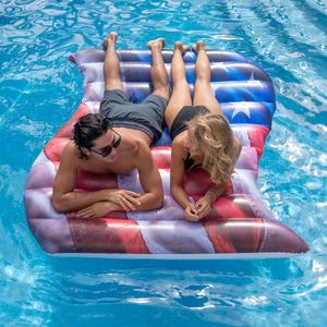 Inflatable Stars & Stripes Pool Raft Deluxe Giant 2 Person