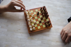 BrainCandy Wooden Travel Games Wooden Chess Game Set