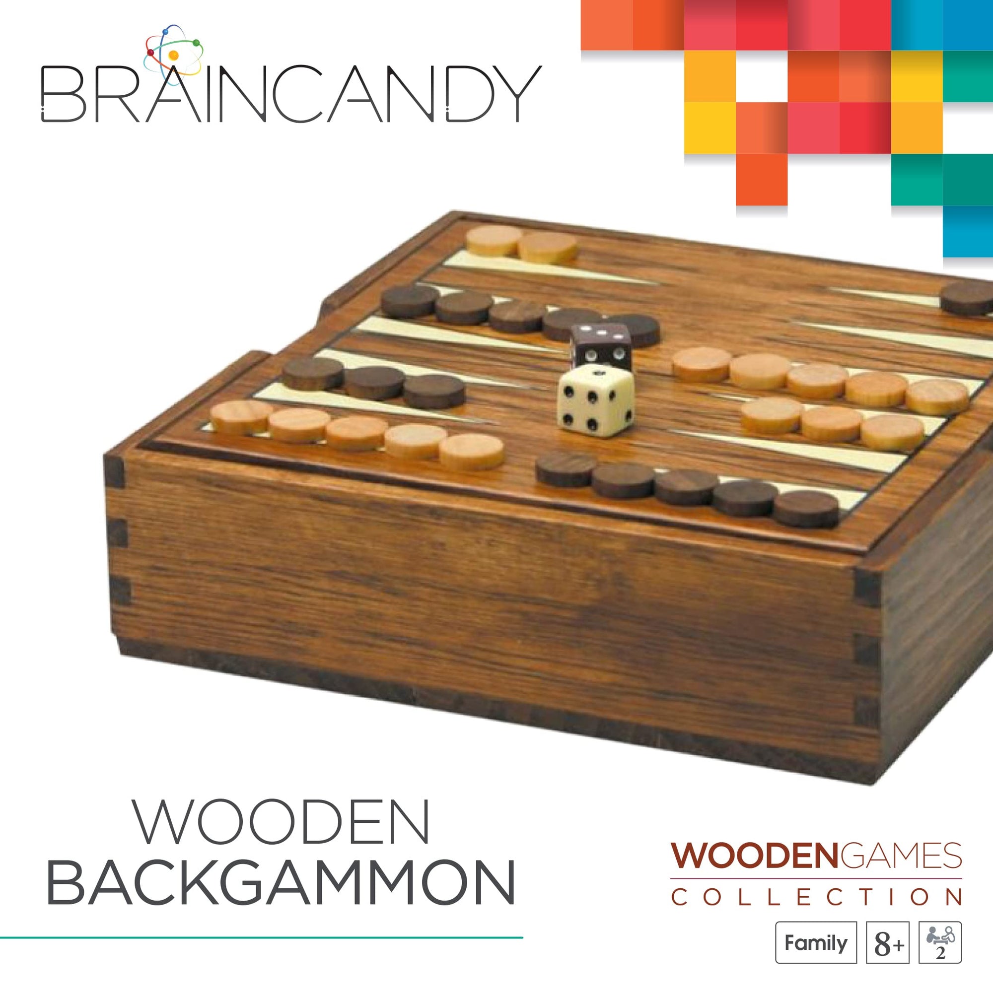 Deluxe Wooden Backgammon game with storage compartment. 