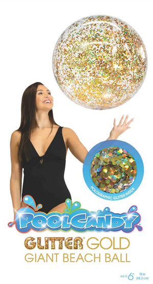 PoolCandy Giant 19" Gold Glitter Beach Ball