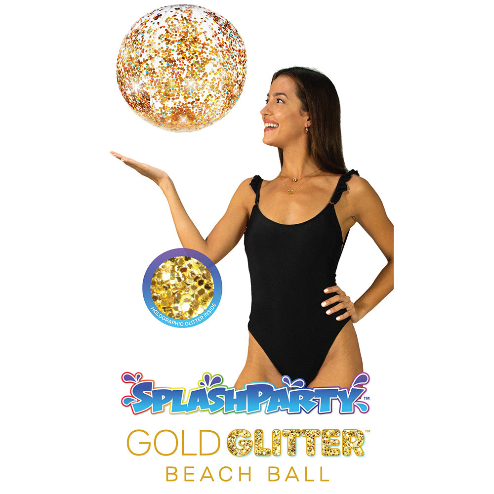 SplashParty 13.75" Jumbo Beach Ball with Glitter - Gold Glitter