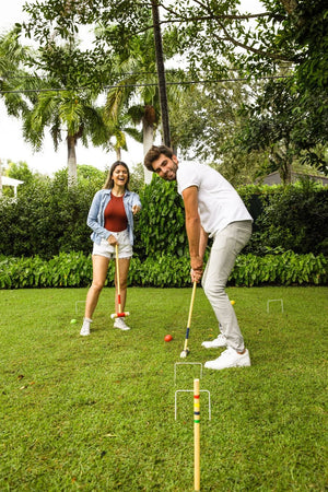 PoolCandy Deluxe Wooden Croquet Set 4 Player