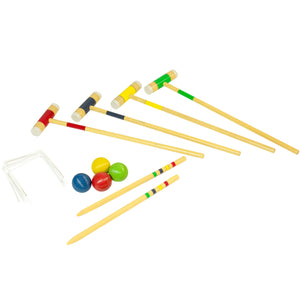 PoolCandy Deluxe Wooden Croquet Set 4 Player