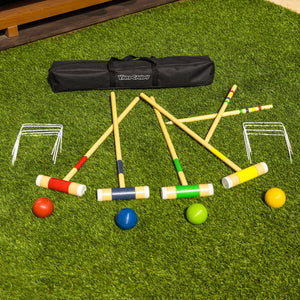 PoolCandy Deluxe Wooden Croquet Set 4 Player