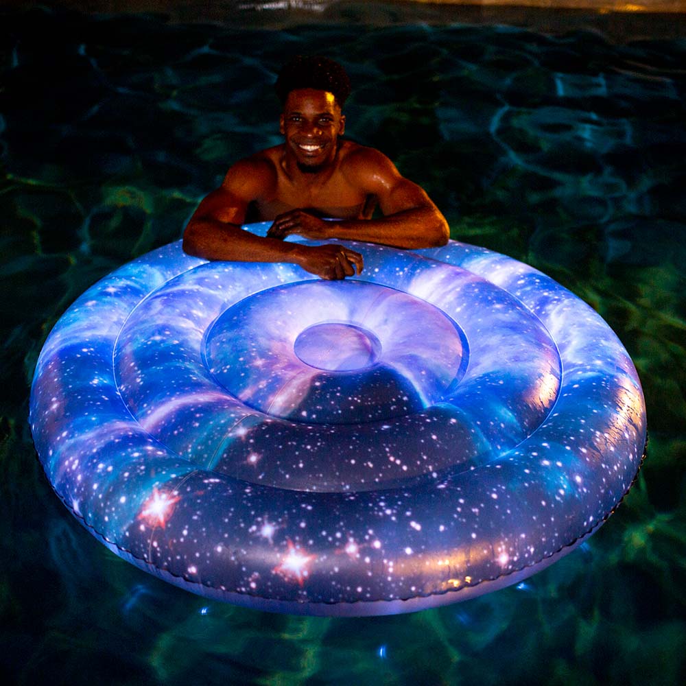 Inflatable Galaxy Island Pool Raft Illuminated LED Jumbo Size. – PoolCandy