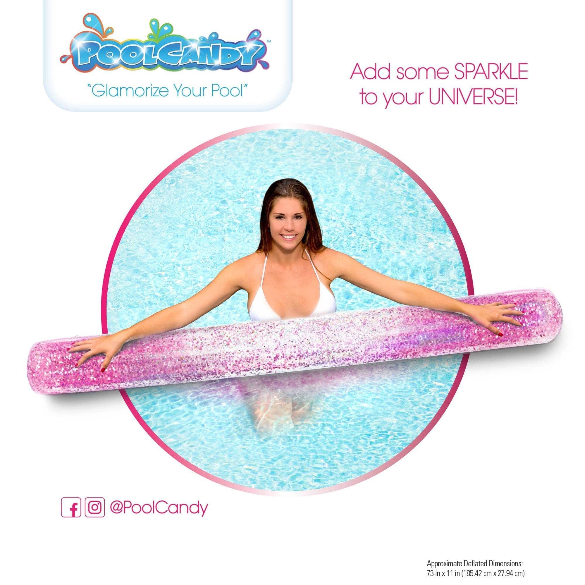 Inflatable Pool Noodle Float Pink Glitter PoolCandy