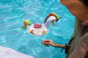 Inflatable Drink Pool Float 2 Glitter Unicorn Animal PoolCandy