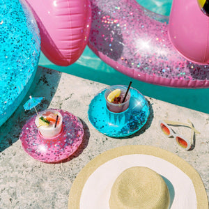 Drink Pool Float Set of 2 Pink Glitter PoolCandy