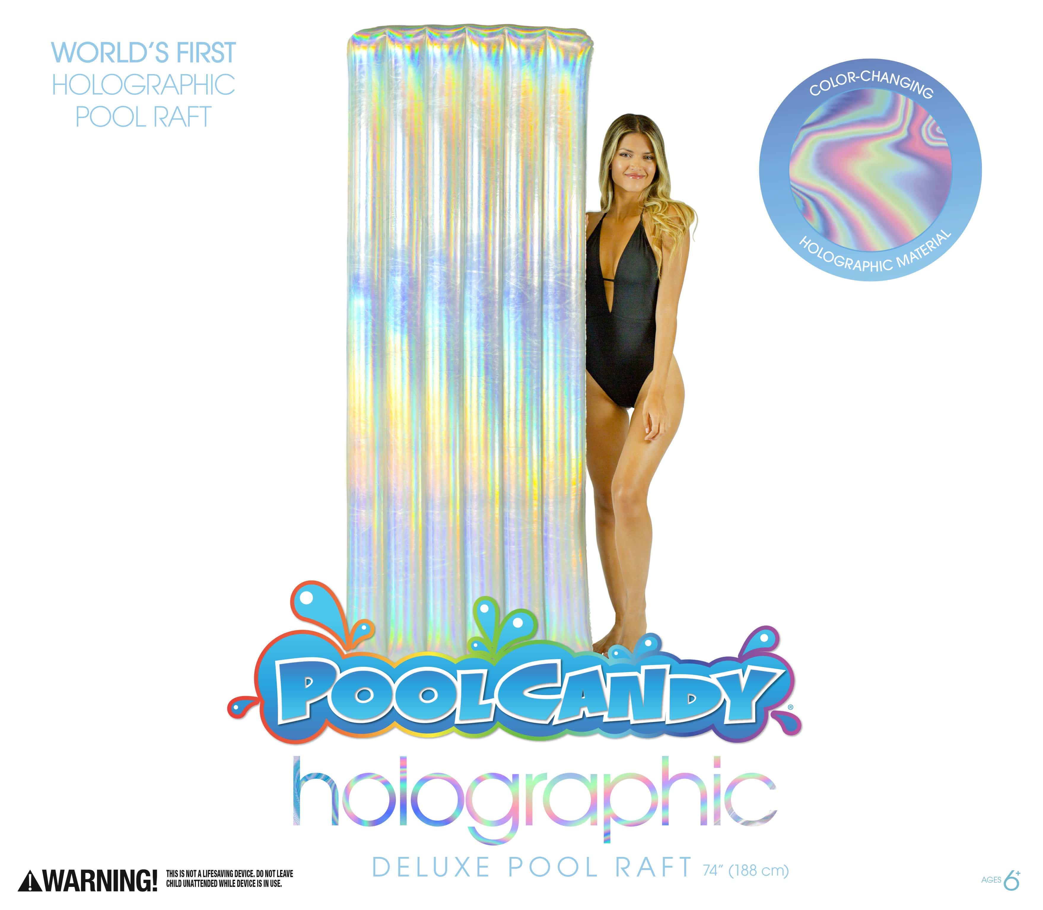Inflatable Pool Raft Holographic Deluxe 74 inch PoolCandy