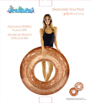 Inflatable Rose Gold Glitter Pool Tube PoolCandy