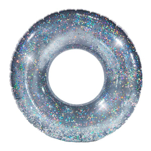 Inflatable Pool Tube Silver Glitter Jumbo Size